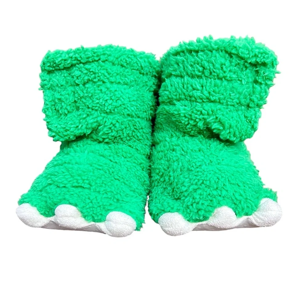 - Monster Claw Boot Green Fur Toddler Slippers! NEW!